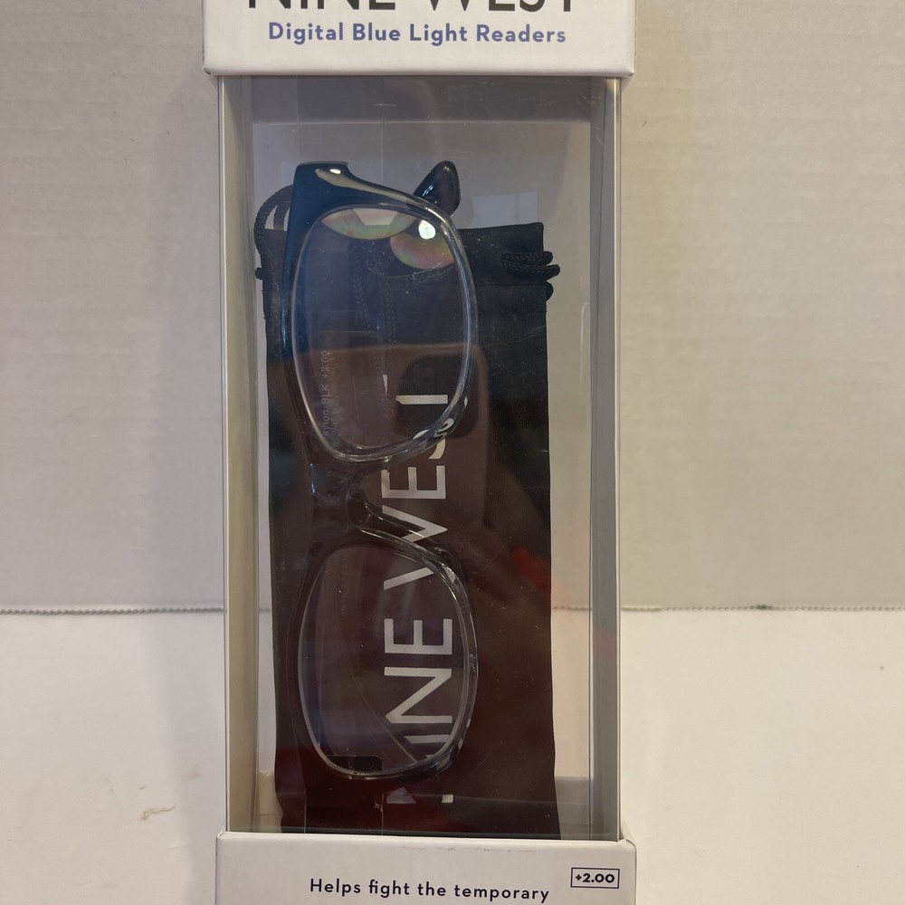 NINE WEST Digital Blue Light Filtering Glasses +2.00 Peyton Blackw/case