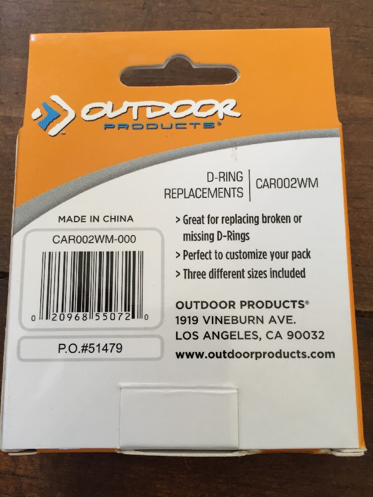 Outdoor Products D-Ring Replacements 3 Sizes BB7