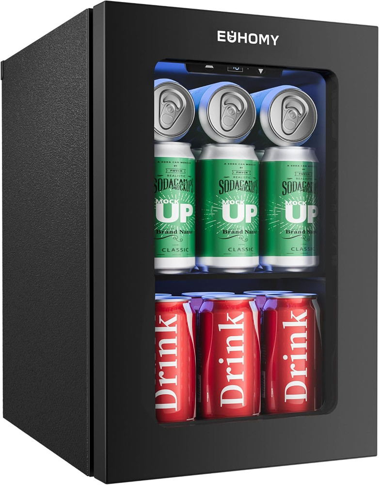 18L Beverage Refrigerator Cooler, 24 Cans Mini Fridge with Quiet Compressor, Cou