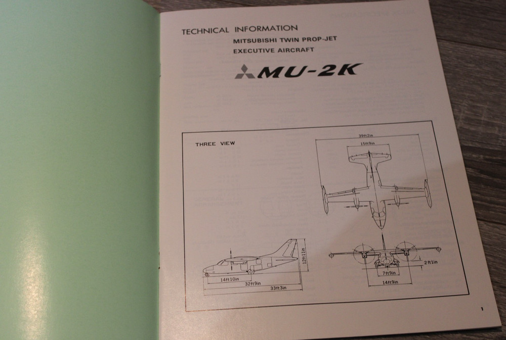 Mitsubishi MU-2K TWIN PROP JET TECHNICAL INFORMATION BROCHURE