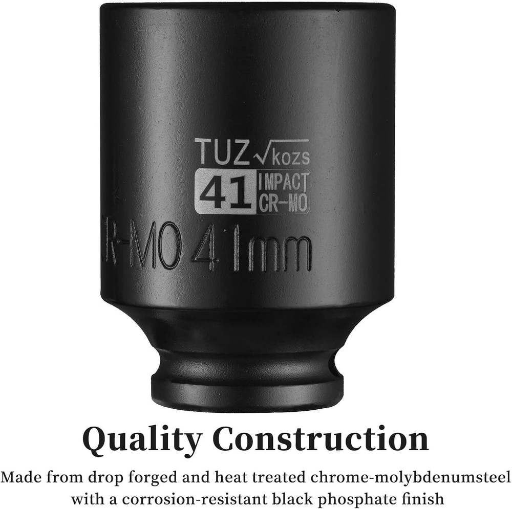 1/2-Inch Drive 41mm Deep Impact Socket with 1/2” Deep, Black