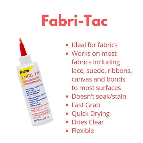Fabri-Tac Premium Fabric Glue - Quick Drying, Crystal Clear, Permanent - for ...