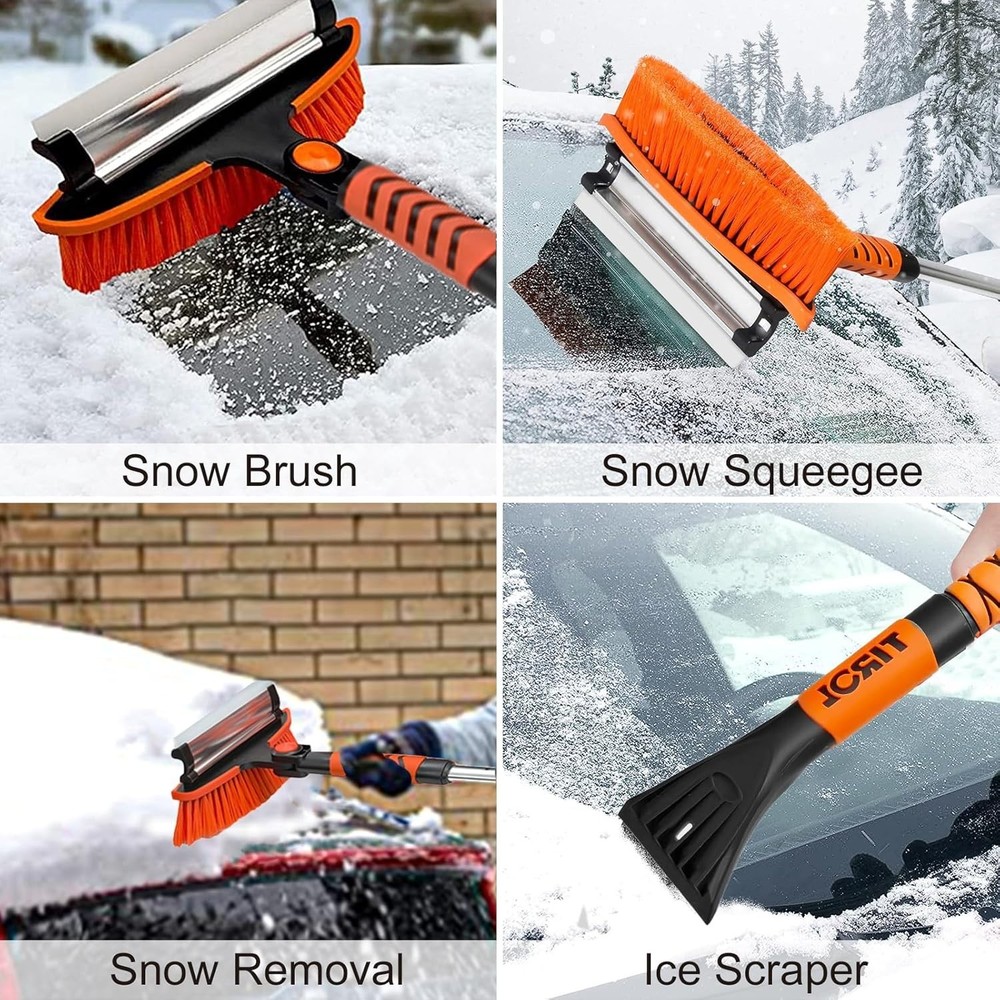 Durable Extendable Ice Scraper & Snow Shovel with Foam Handle - Winter Must-Have