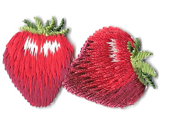 Strawberries - Fruit - Garden - Baking - Canning - Embroidered Iron On Patch