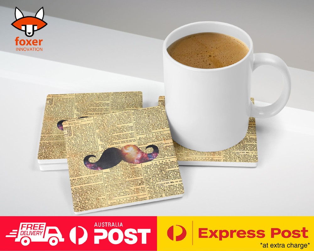 COASTER COFFEE DRINKING MAT|HIPSTER COLOURFUL MOUSTACHE #7