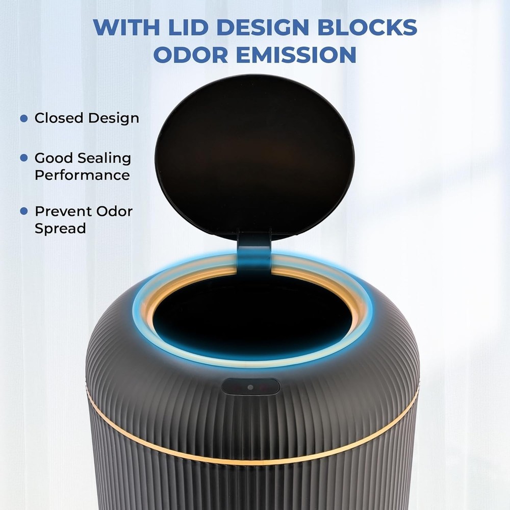 Smart Sensor Wastebasket Hand Free Touchless 2.6 Gallon Black