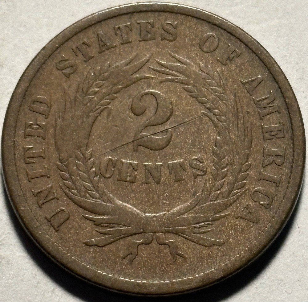 1865 Two Cent Piece — Circulated 🔥 Original Surfaces