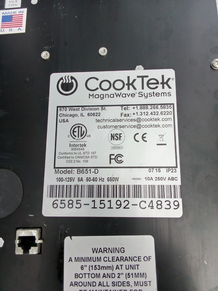 cooktek magna wave duel model 651-d