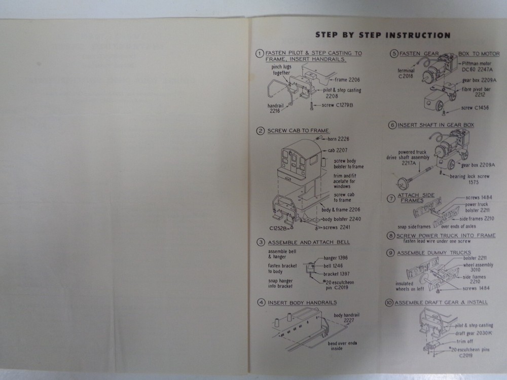 Varney Assembly & Instruction Sheets Featuring HP Diesel Switch & 32 ft Tender