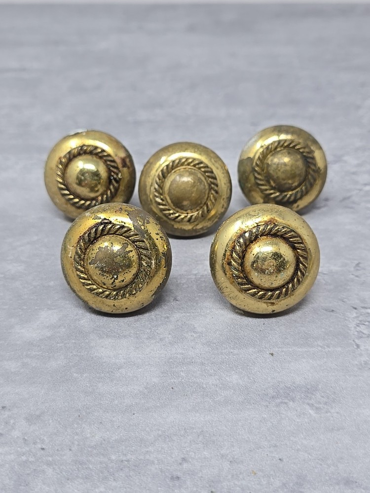 Lot Drawer Pulls Knobs Brass MCM Architectural Salvage Hardware Rope Design 1.5"