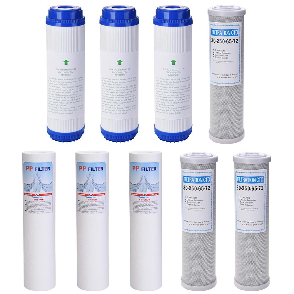 9 PCS Water Filter Replacement Set Fit Reverse Osmosis Sediment Carbon Block GAC