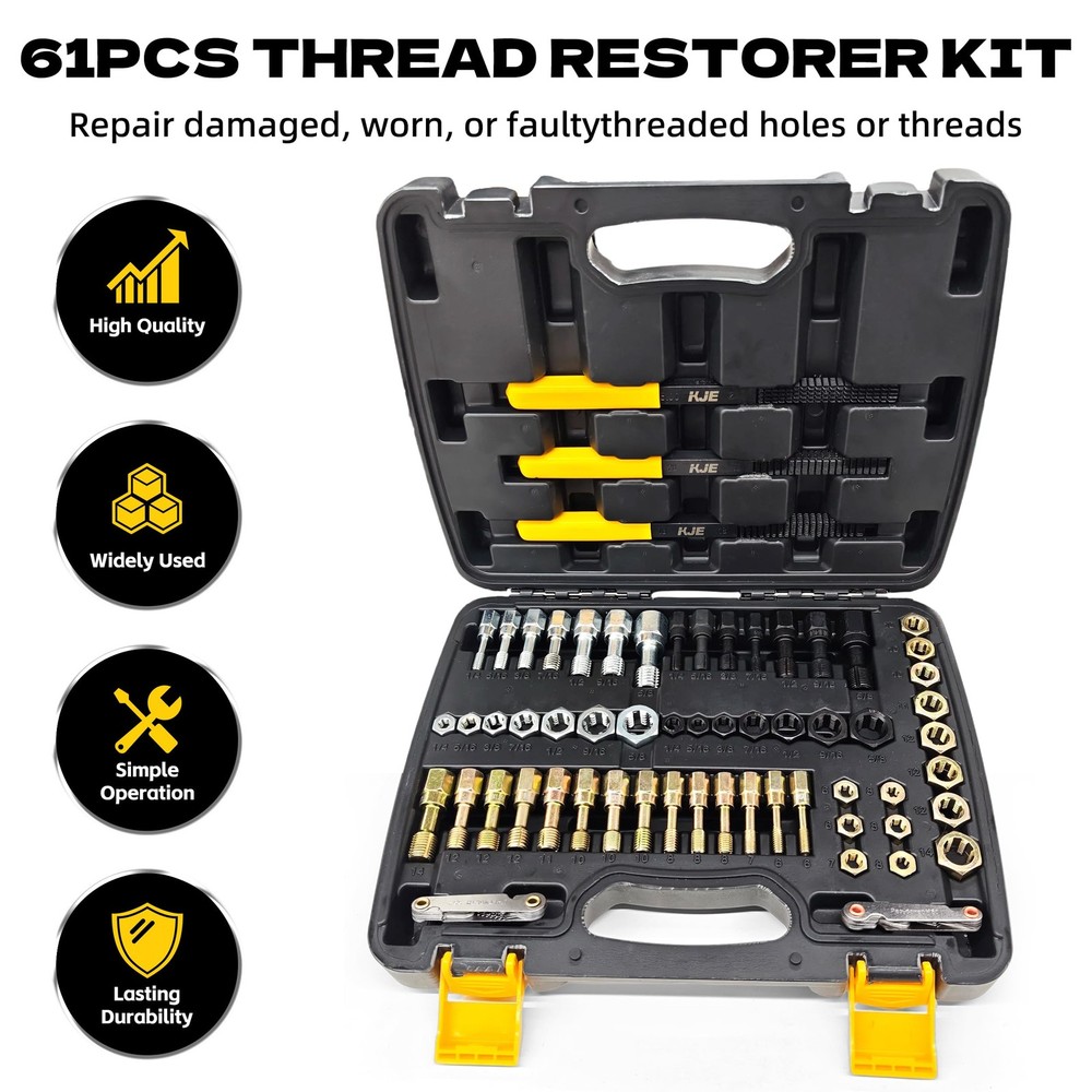 61Pcs Thread Restorer Kit, Rethreading Kit, UNC, UNF Metric Thread Chaser Se...