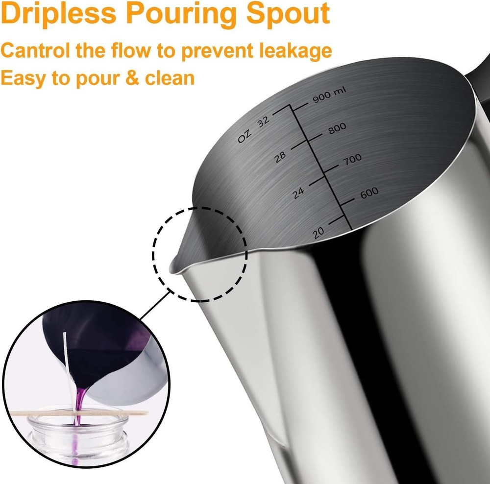 Effortless Candle Making Pitcher - 32oz Double Boiler with Safe Handle Design
