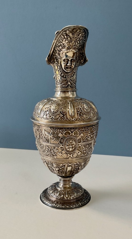 Antique Solid Silver Cellini Ewer Victorian
