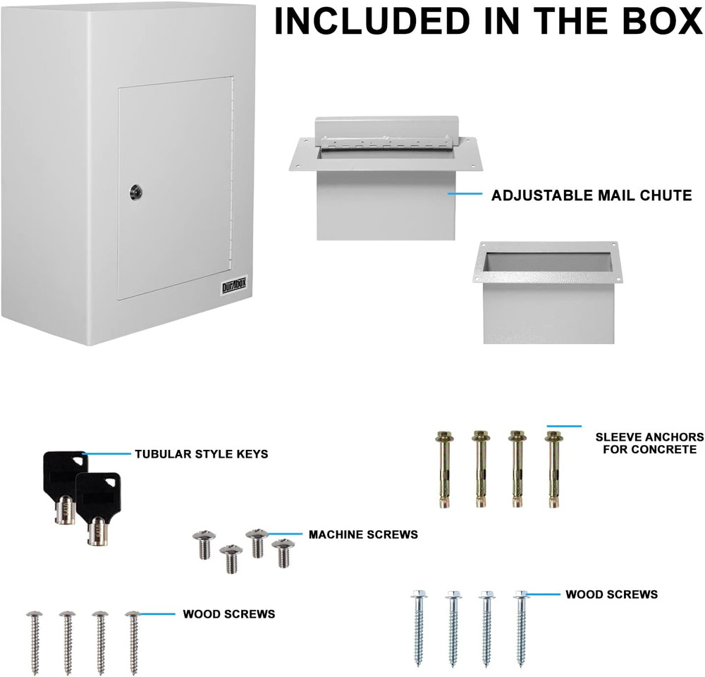 D700 through the Wall Drop Box, Tubular Key Locking Secure Mailbox with Adjustab