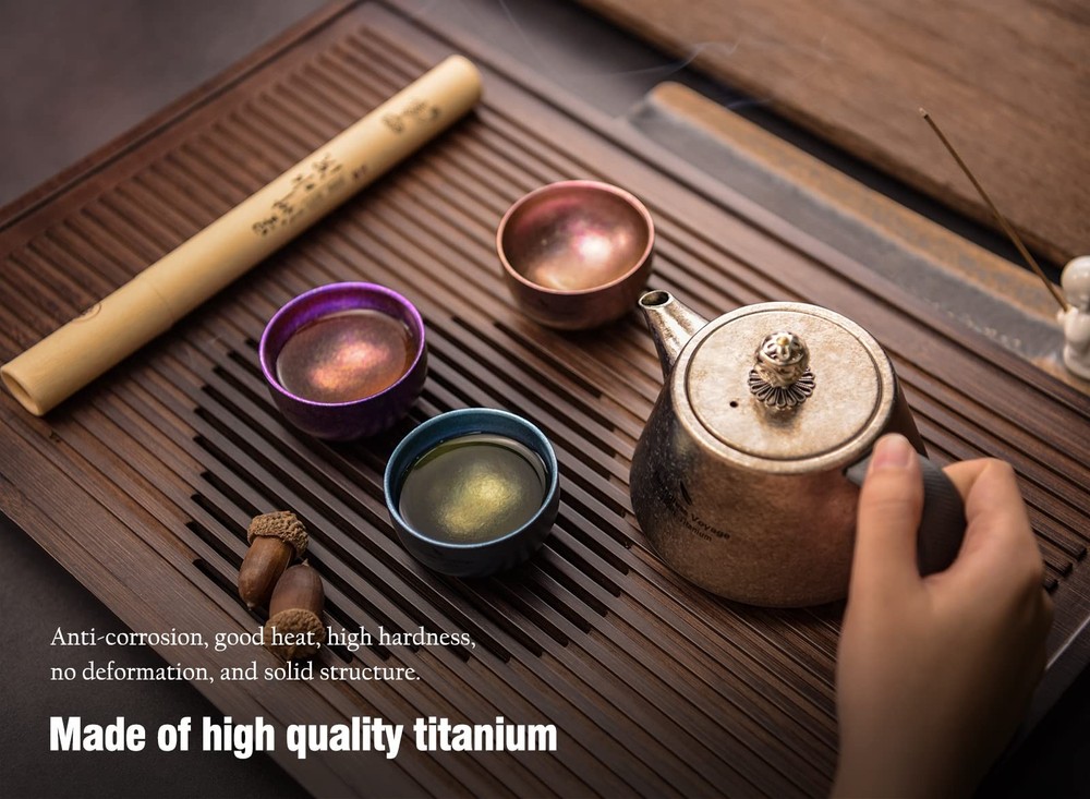 Titanium Tea Pot Coffee Kettle with Filter Lightweight Single Layer Kettle Ju...