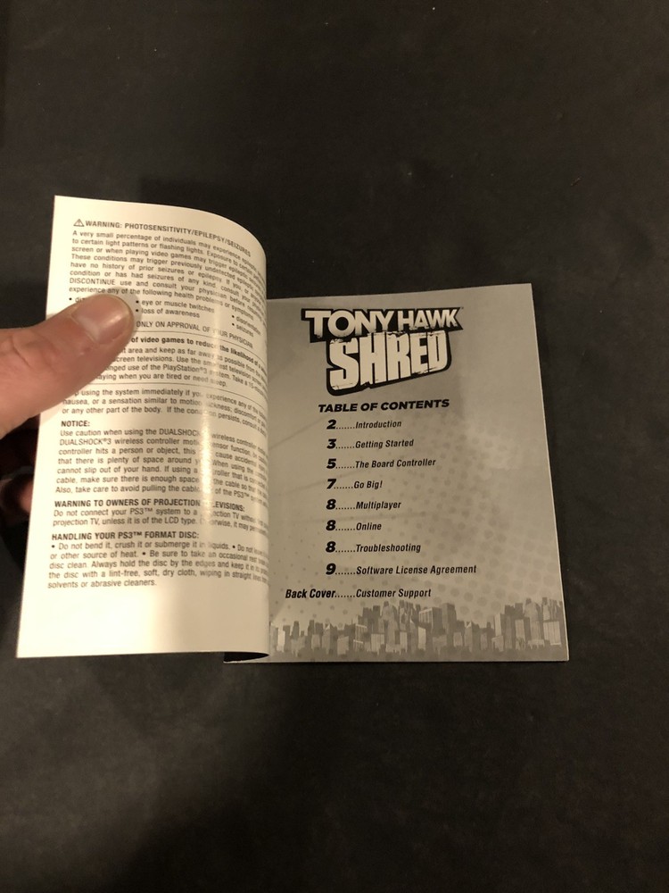 tony hawk shred ps3 Manual Only