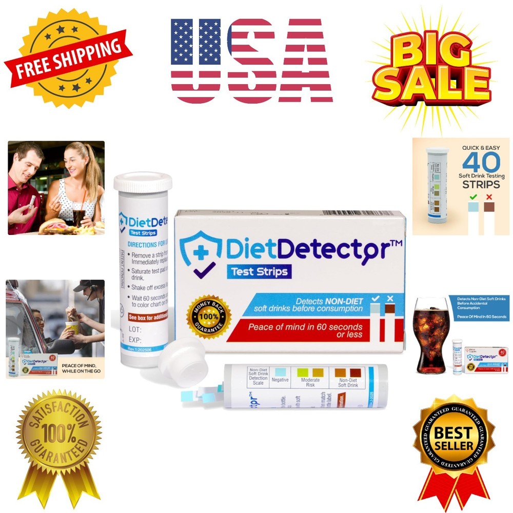DietDetector Strips - Detects Non-Diet Soft Drinks Before Accidental Consumpt...