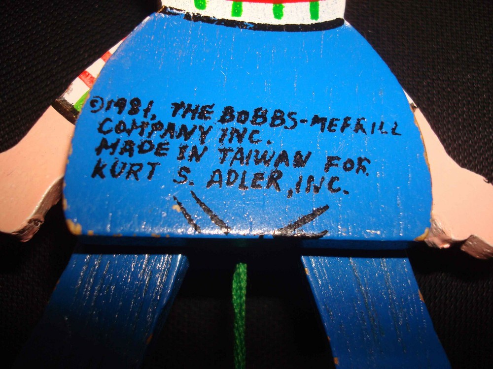 1981 Bobbs Kurt S Adler Raggedy Andy Doll Pull String Puppet Tree Ornament Toy
