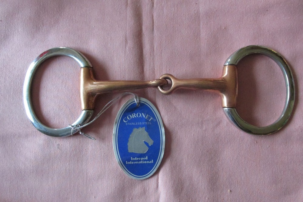 Eggbutt Snaffle  Bit  4.75"  Stainless cheeks copper snaffle mouth