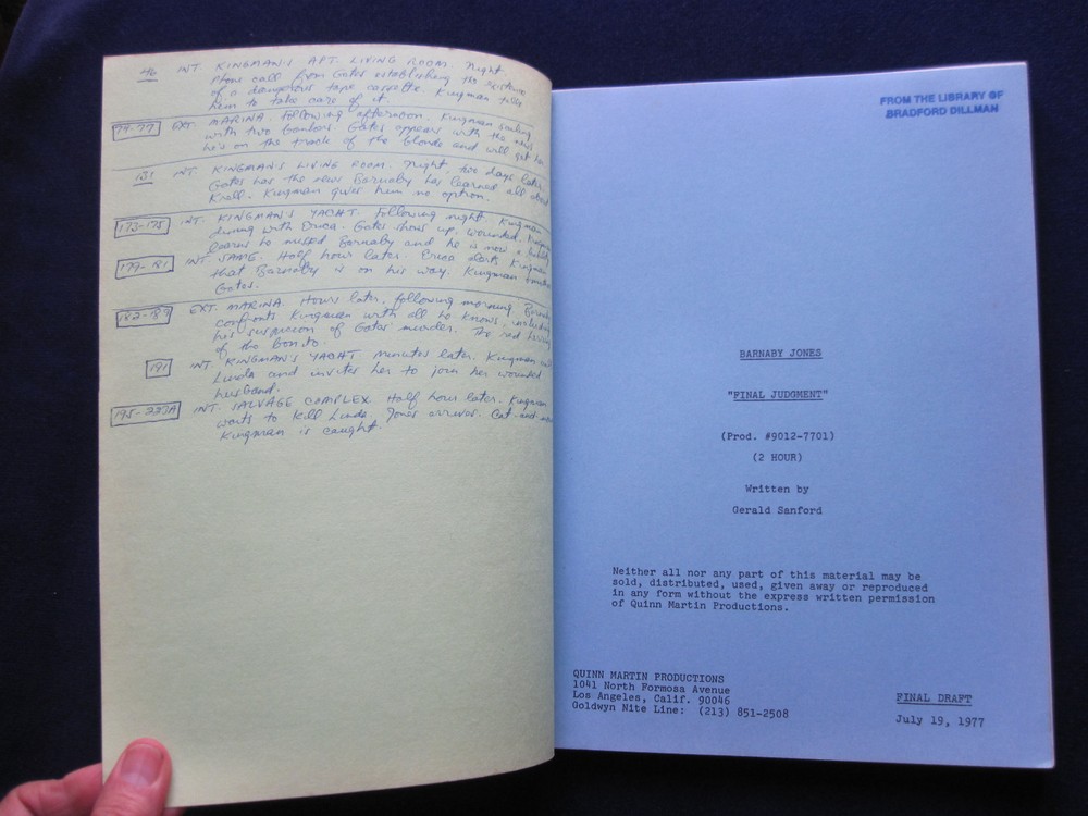 ORIGINAL BARNABY JONES 2 Part TV SCRIPT Final Judgment - BRADFORD DILLMAN'S Copy