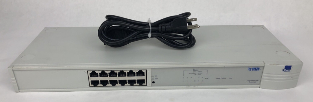 3COM SUPER STACK II 12-PORT SWITCH HUB 3C16440 NETWORK ETHERNET PS HUB FSTSHP