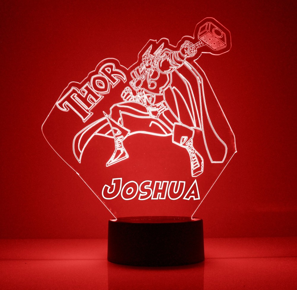 Thor Personalized Marvel Avengers LED Night Light Lamp with Remote Control