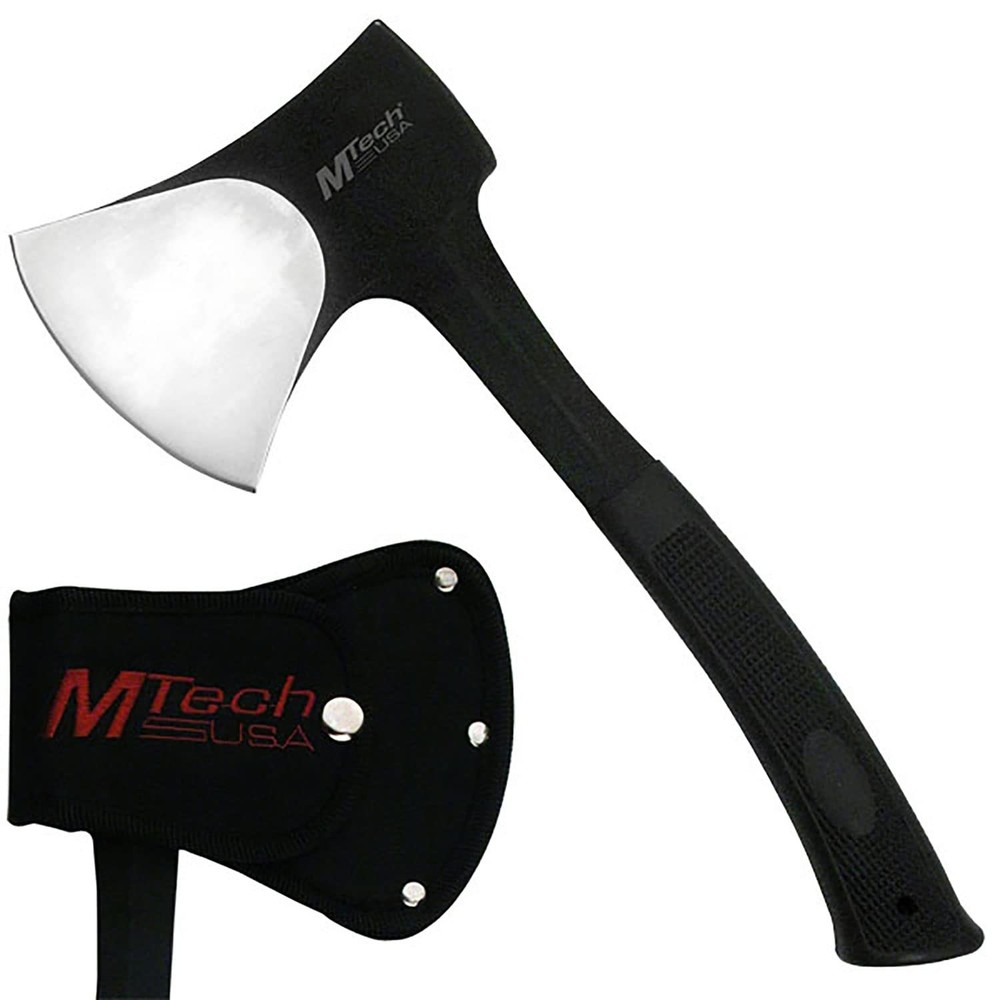 MTech USA Camping Axe, Two-Tone Blade, Rubberized Handle, 11" Overall