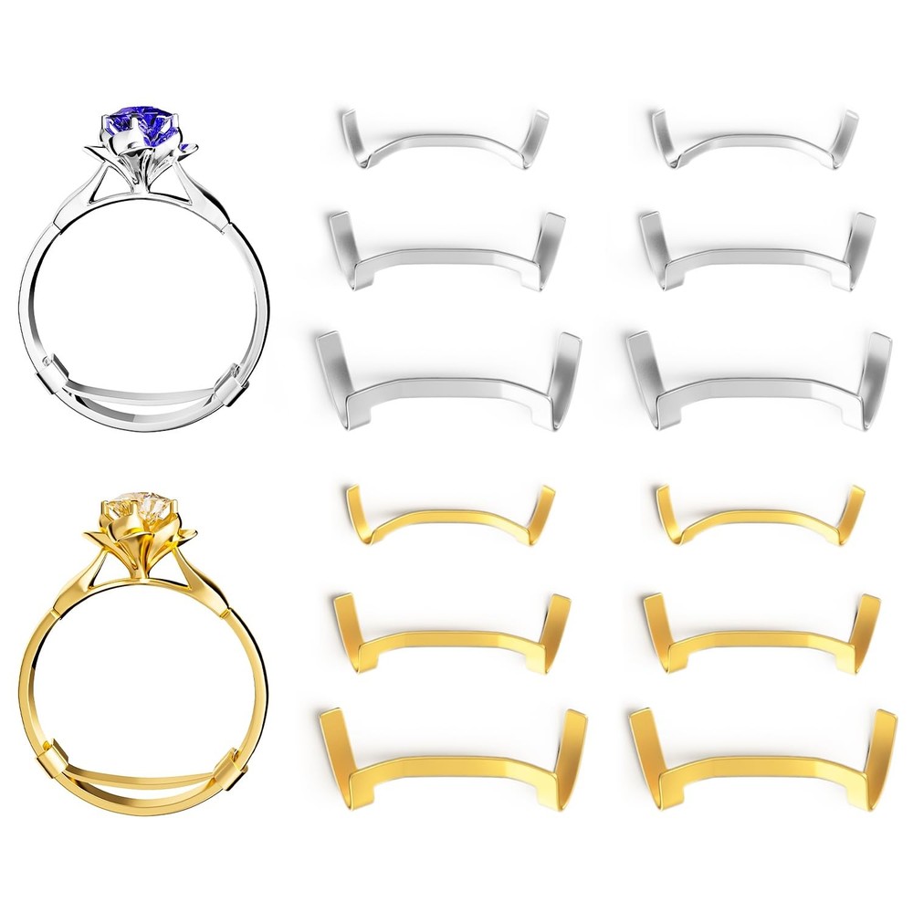 ELETIUO Filled Metal Ring Guard Set Small, Medium, Large, 12pcs Golden+Silver