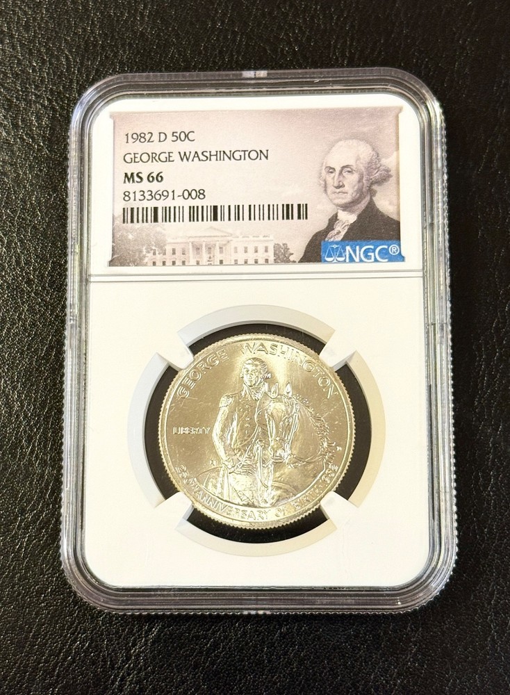 1982-D MS66 90% Silver 250th George Washington Commemorative Half Dollar NGC