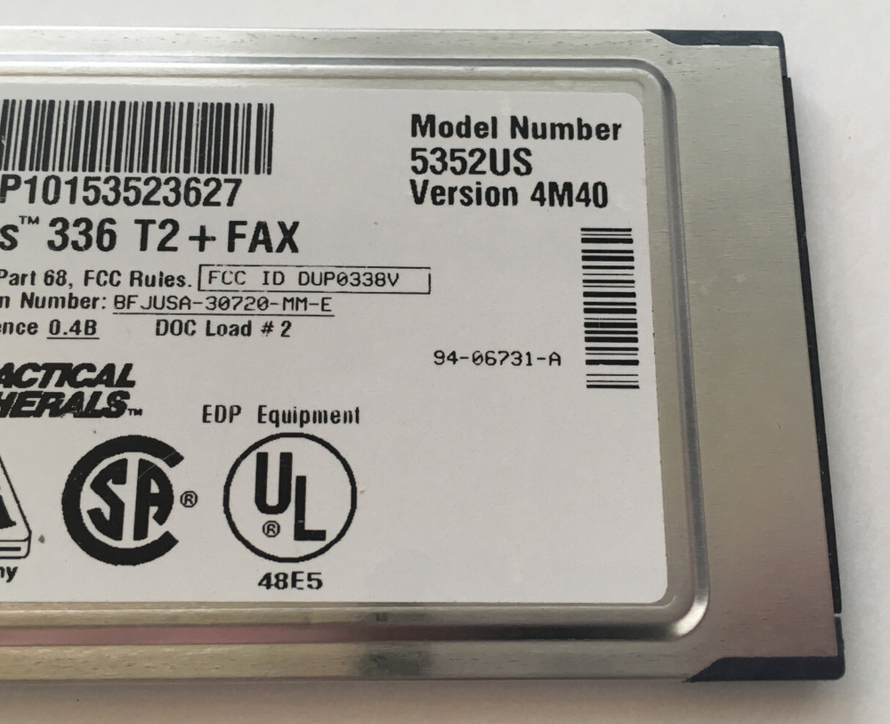 Practical Peripherals: Pro Class 366 V.34 Data/Fax Modem Model 5352US Ver. 4M40