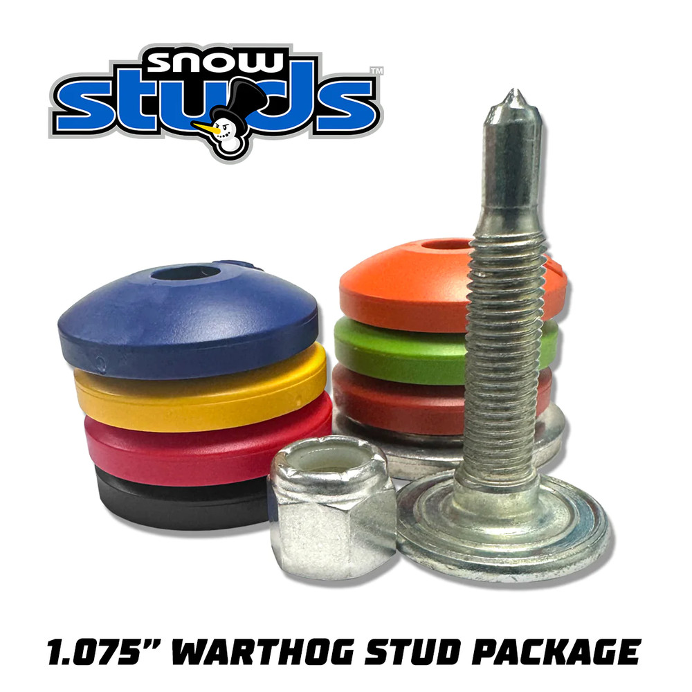 Snow Studs 1.075" Warthog Studs, + Any Color Backers Snowmobile Stud Package