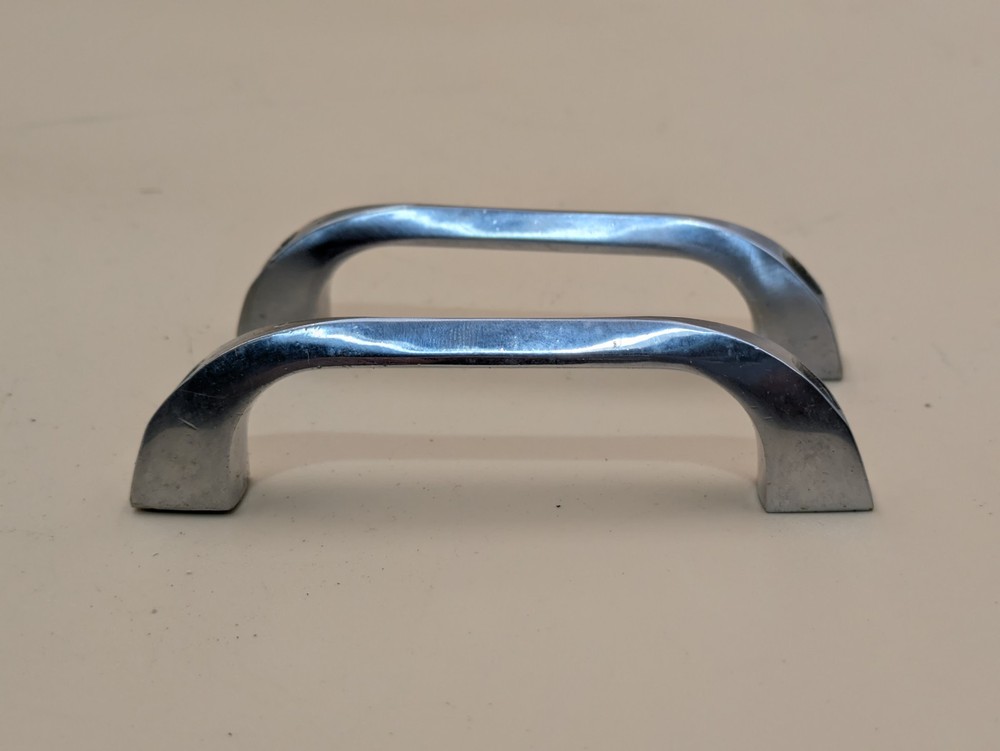 Pair Vintage Surrey Ware Mid Century Kitchen Cabinet Drawer Pull Handle Chrome