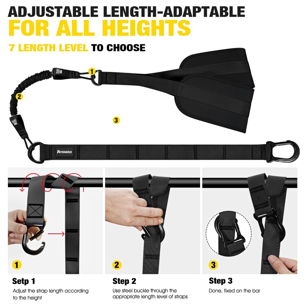 Ayombo Pull Up Assistance Bands, Bands 1-Black
