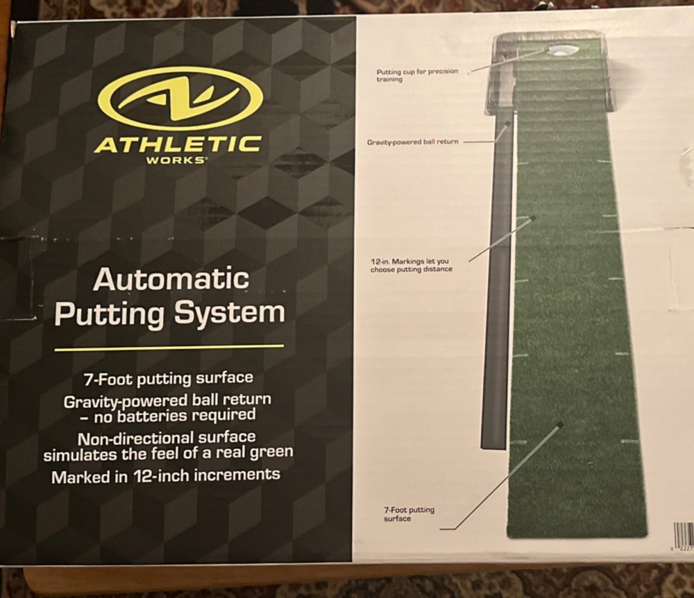 Athletic Works Automatic Putting System 7-Foot Golf Putting Mat Gravity Return