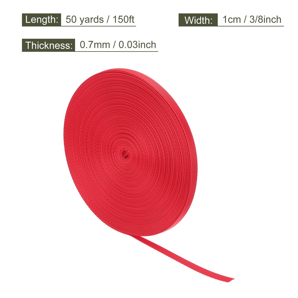 Flat Nylon Webbing Strap 3/8 Inch 50 Yards Red for Backpack