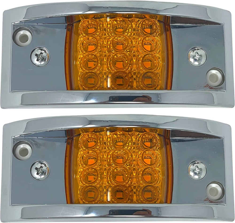 Rectangular 4-4/5inch Armored-Style Clearance Side Marker Light 12 LED Chrome