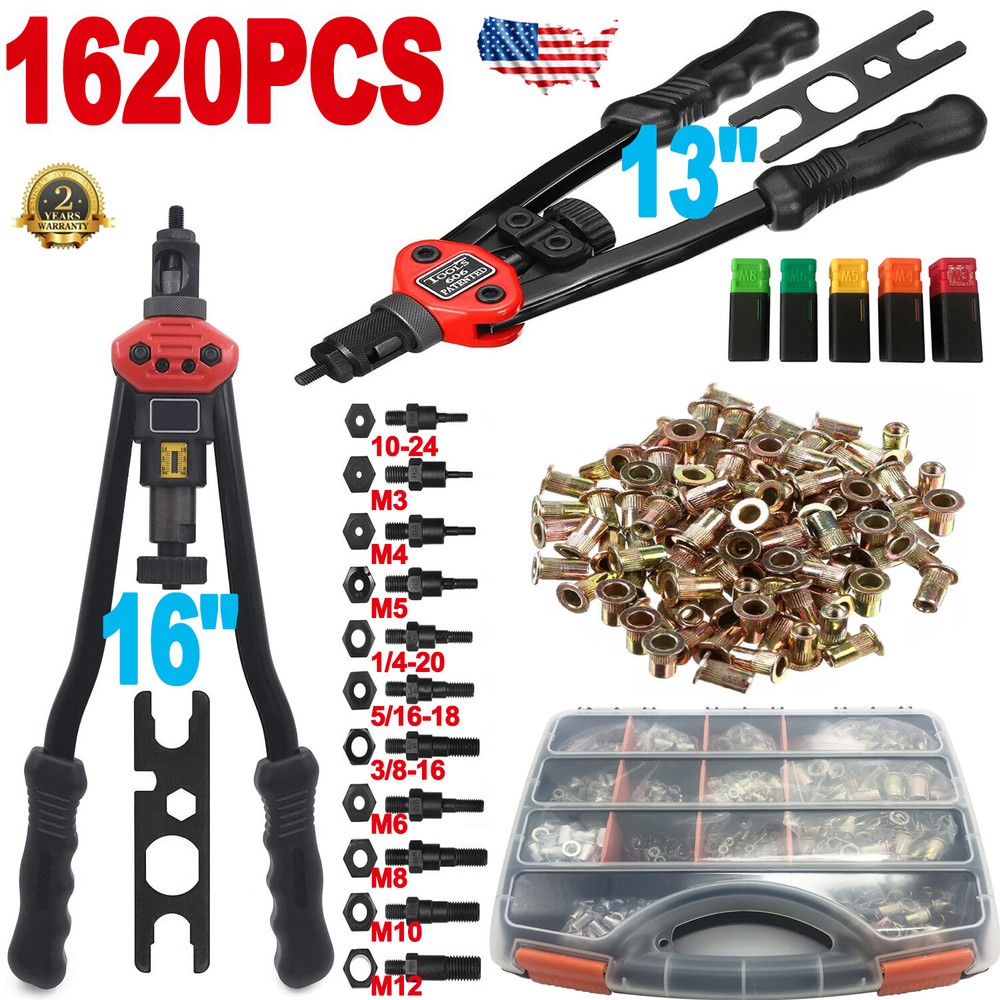 1620pc Rivet Gun Kit Rivnut Setting Tools Nut Setter Tool Hand Blind Riveter Gun