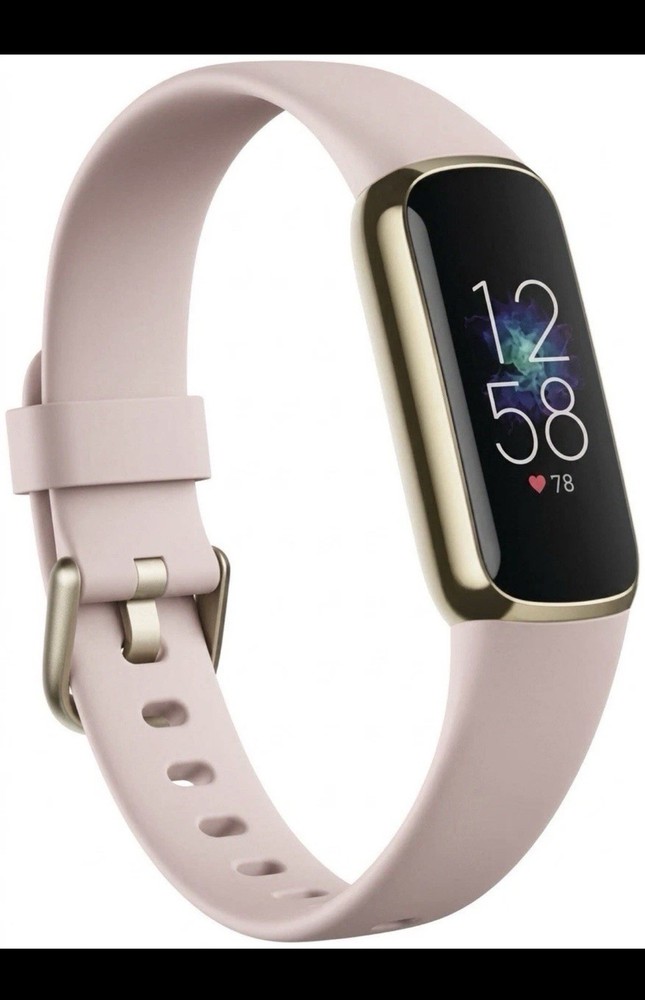 Fitbit Luxe Activity Tracker - Pink Band Gold Case HRM Step Counter Hydration