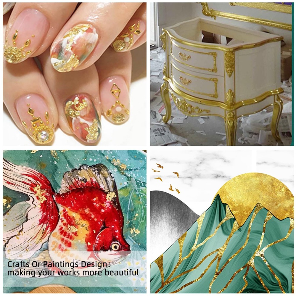 Gold Leaf Kit, 100ml x2 Gilding Adhesive Set, Water Based and White