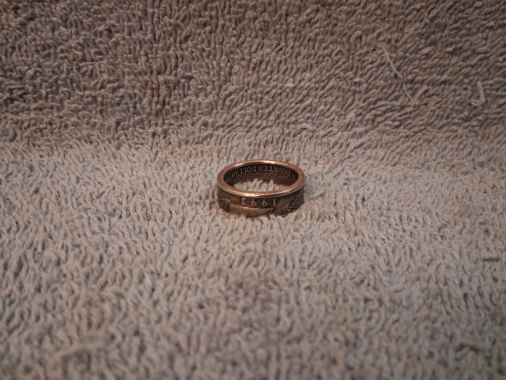 1993 Washington Quarters, coin ring, size 7