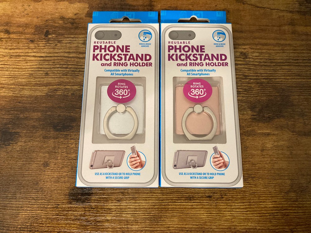 1 Silver & 1 Rose Reusable Phone Kickstand and Ring Holder