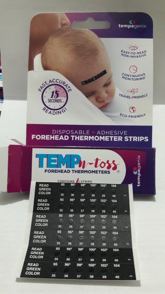 Temp-N-Toss Disposable Forehead Thermometer Strips 6 Pack- Free Ship