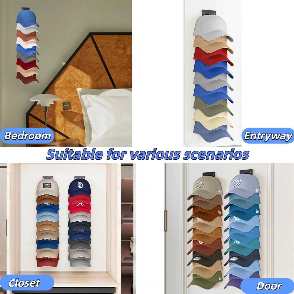 Hat Racks 2 Pack - Wall Mounted Hat Organizer and Hat Rack for Wall, Over the...