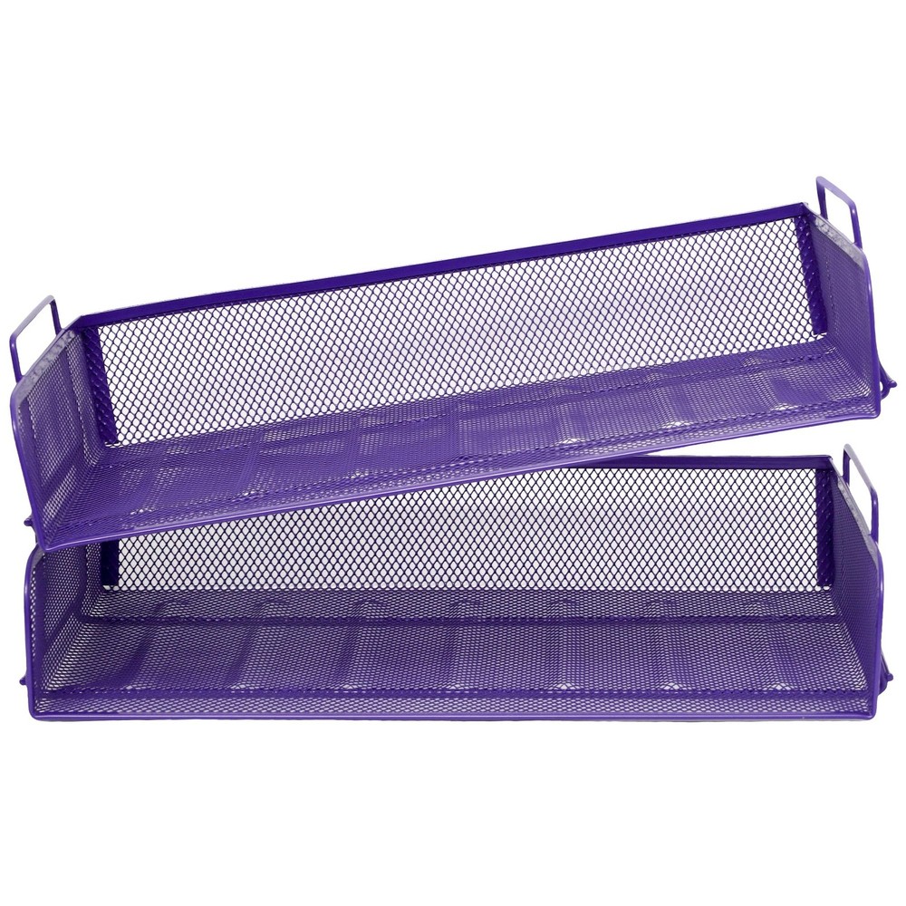 2 Pack Stackable Desk Paper Tray, Metal Mesh Desktop Document Letter File Org...