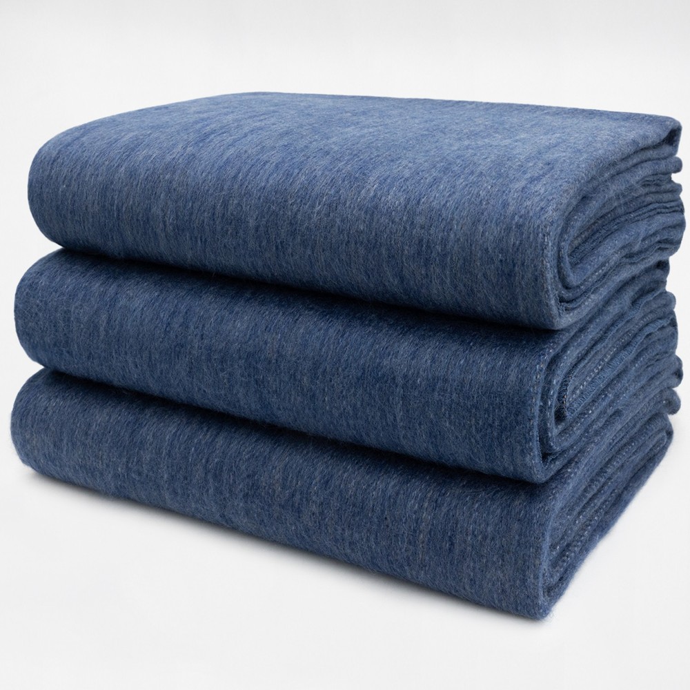 DOUBLE DENSITY ALPACA WOOL BLANKET THROW | QUEEN SIZE | SOFT&WARM – INDIGO BLUE