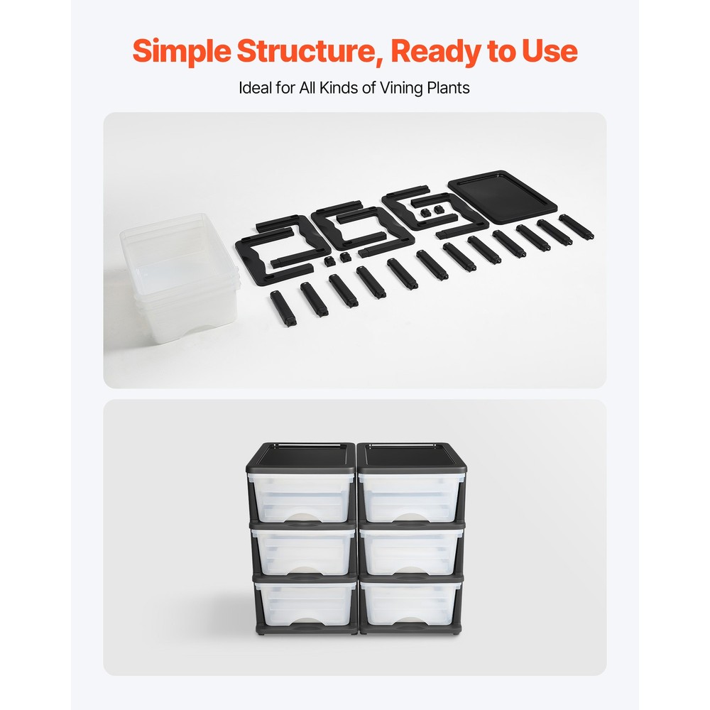 Uimoso 2 Pack Plastic Storage Drawers Organizer with 6 Compartments