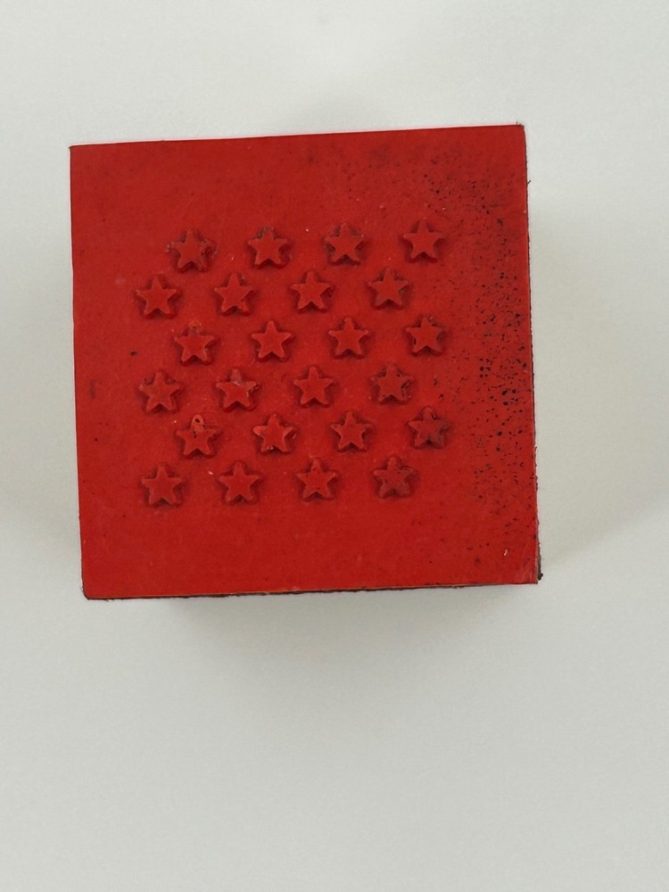 Vintage Star Pattern Small Wood Mount Rubber Craft Stamp