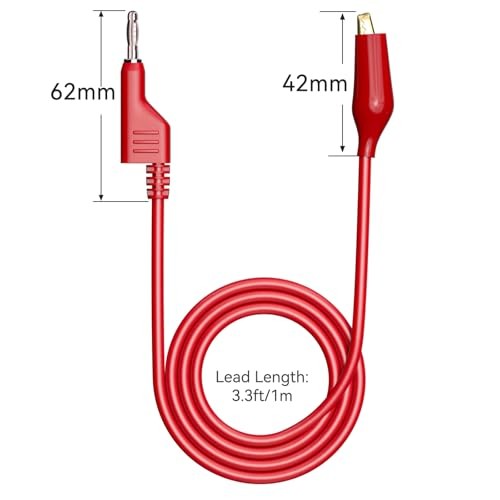 Stackable Banana Plug to Alligator Clips Test Leads, Red & Black, 2 PCS
