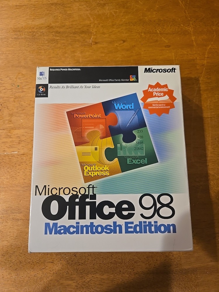 Microsoft Office 98 Macintosh Edition Complete W/Booklets  - Untested